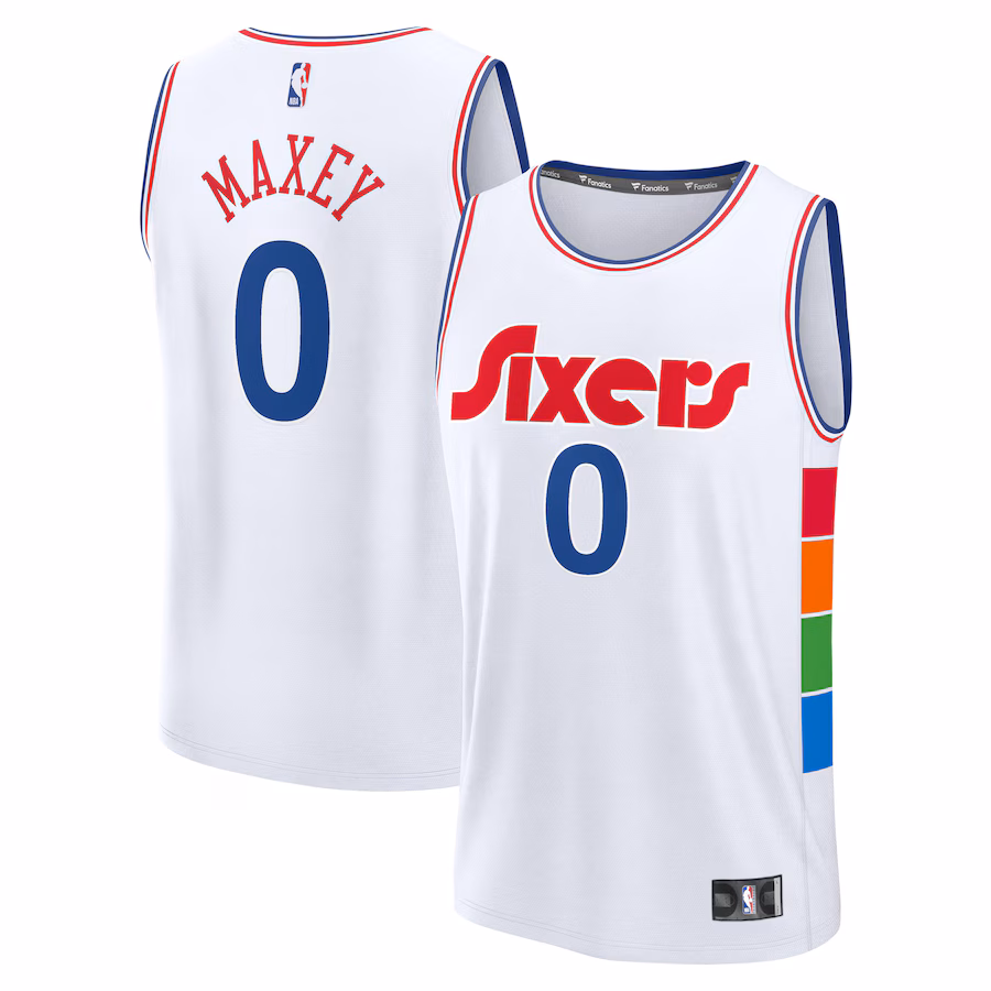 Youth Philadelphia 76ers Tyrese Maxey Fanatics White 2024/25 Fast Break Player Jersey - City Edition - Jersey