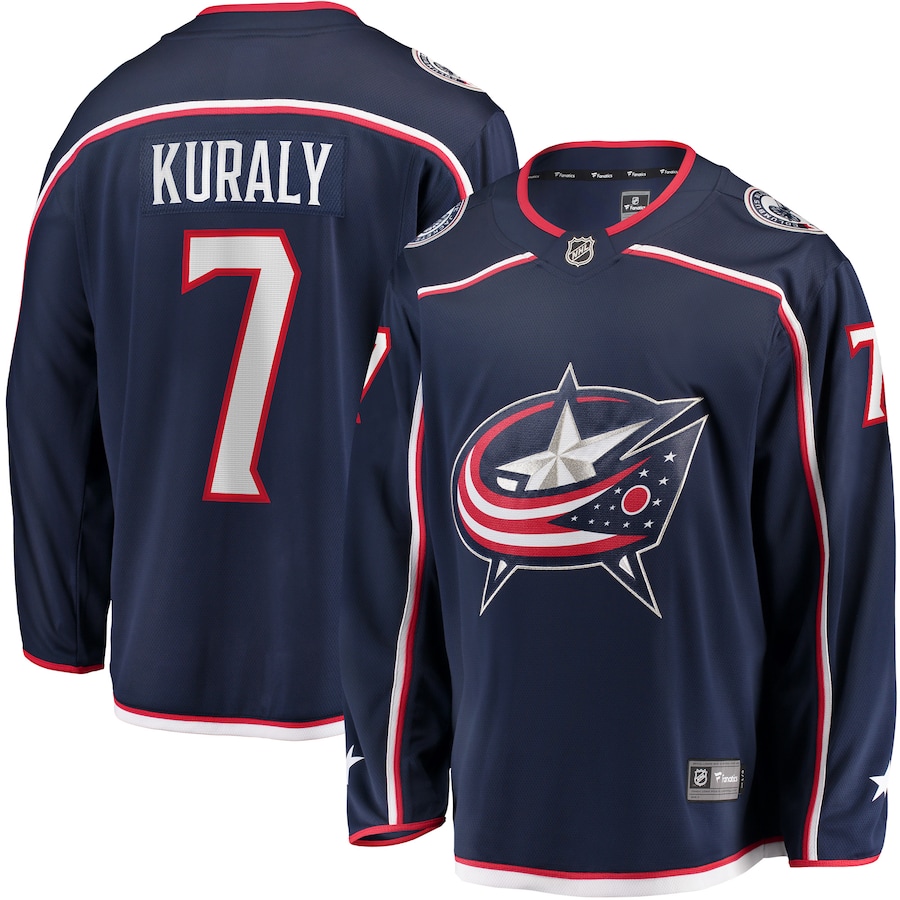 Men's Columbus Blue Jackets Sean Kuraly Fanatics Navy Home Breakaway Player Jersey - Jersey