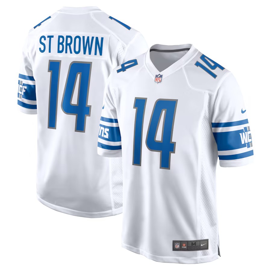 Men's Detroit Lions Amon-Ra St. Brown Nike White Player Game Jersey - Jersey