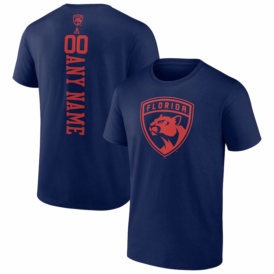 Men's Florida Panthers Navy Personalized One Color T-Shirt - Jersey