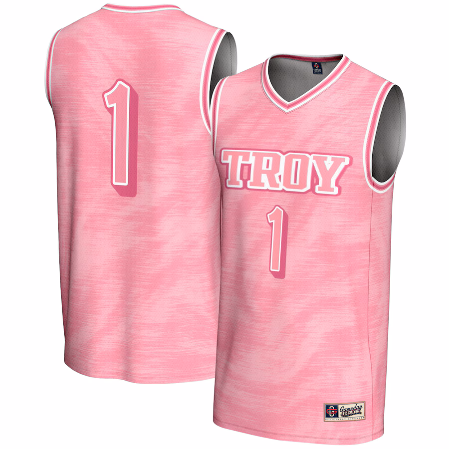 #1 Troy University Trojans GameDay Greats Unisex Lightweight Basketball Fashion Jersey - Pink - Jersey