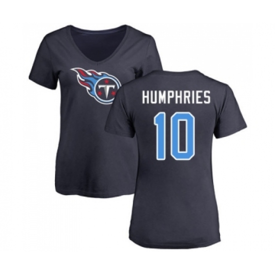 Football Women's Tennessee Titans #10 Adam Humphries Navy Blue Name & Number Logo T-Shirt - Jersey