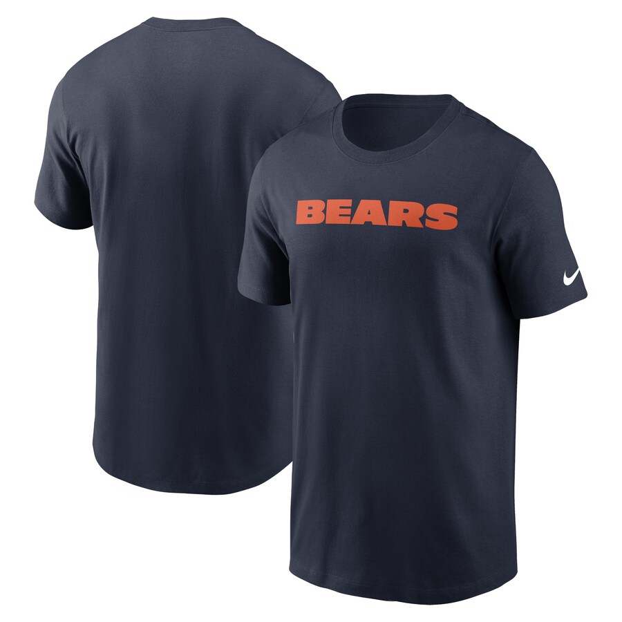 Men's Chicago Bears Nike Navy Primetime Wordmark Essential T-Shirt - Jersey