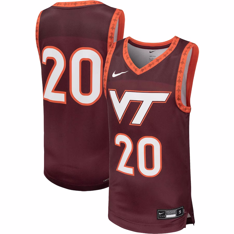 #20 Virginia Tech Hokies Nike Youth Team Replica Basketball Jersey - Maroon - Jersey