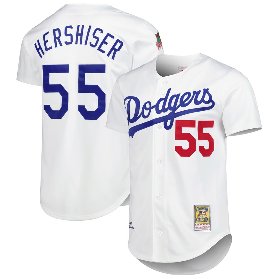 Men's Los Angeles Dodgers Orel Hershiser Mitchell & Ness White Cooperstown Collection Authentic Jersey - Jersey
