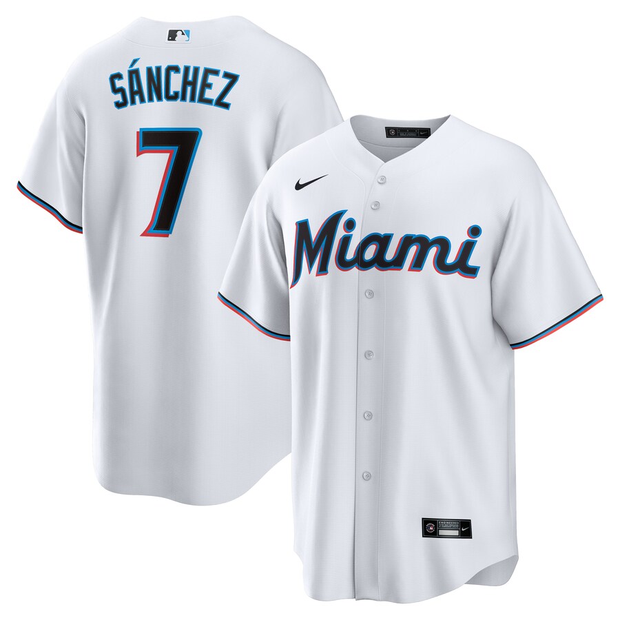Men's Miami Marlins Jesús Sánchez Nike White Home Replica Player Jersey - Jersey