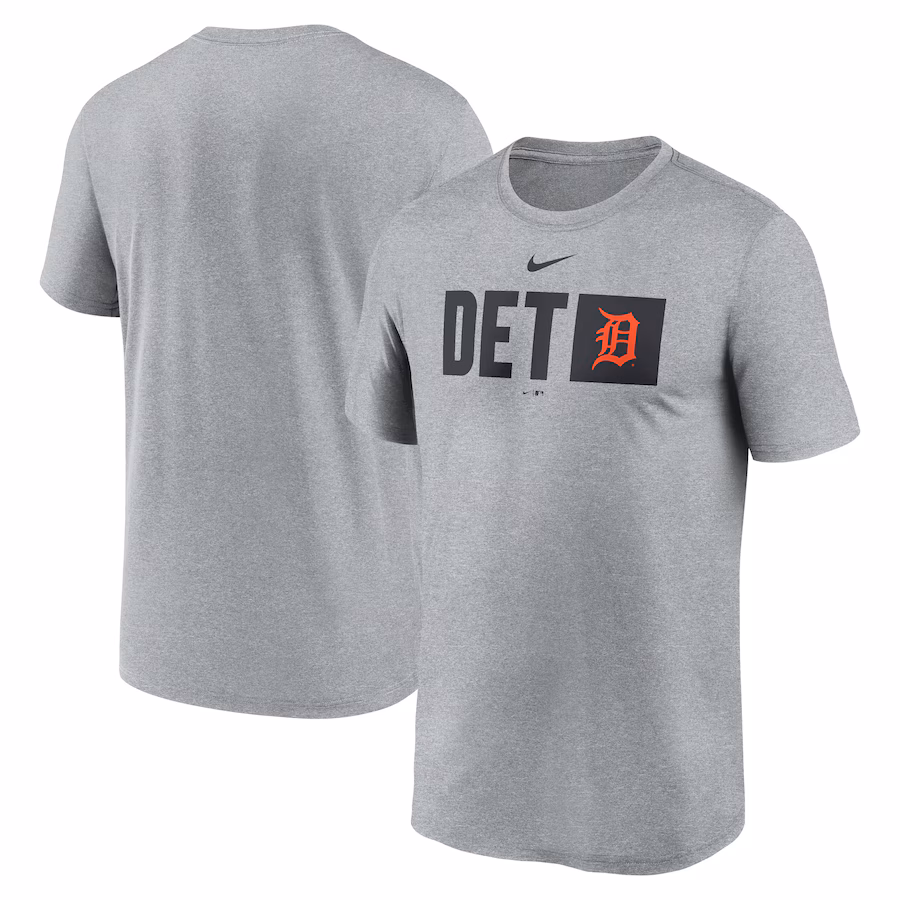 Men's Detroit Tigers Nike Heather Gray Tricode Legend T-Shirt - Jersey