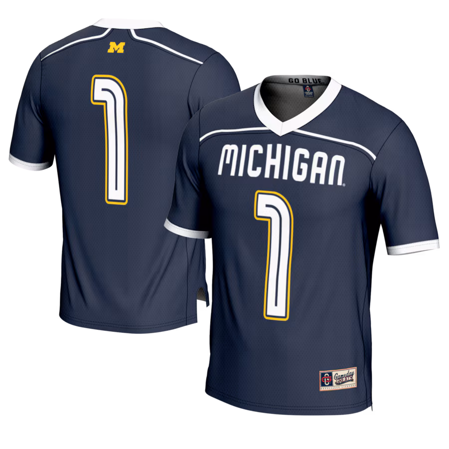 #1 Michigan Wolverines GameDay Greats Lightweight Lacrosse Fashion Jersey - Navy - Jersey