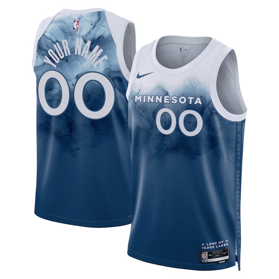 Unisex Minnesota Timberwolves Nike Blue 2023/24 Custom Swingman Jersey - City Edition - Jersey