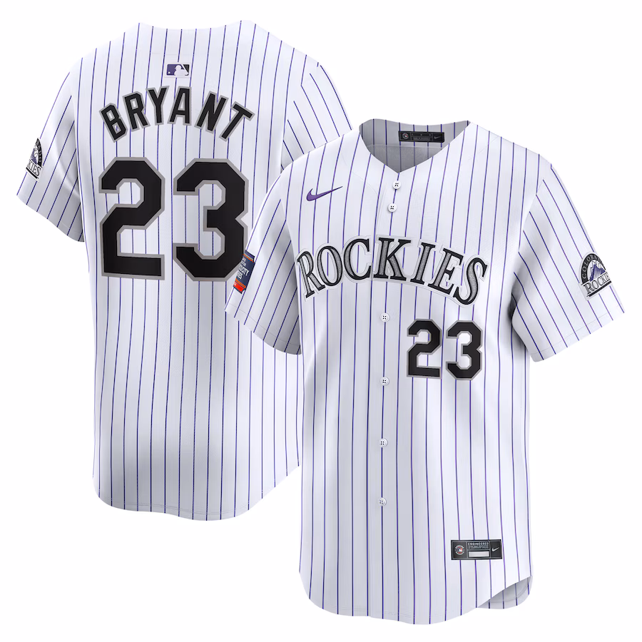 Men's Colorado Rockies Kris Bryant Nike White 2024 MLB World Tour Mexico City Series Home Limited Player Jersey - Jersey