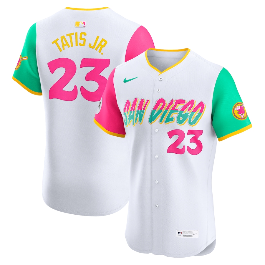 Men's San Diego Padres Fernando Tatis Jr. Nike White City Connect Sponsor Patch Elite Player Jersey - Jersey