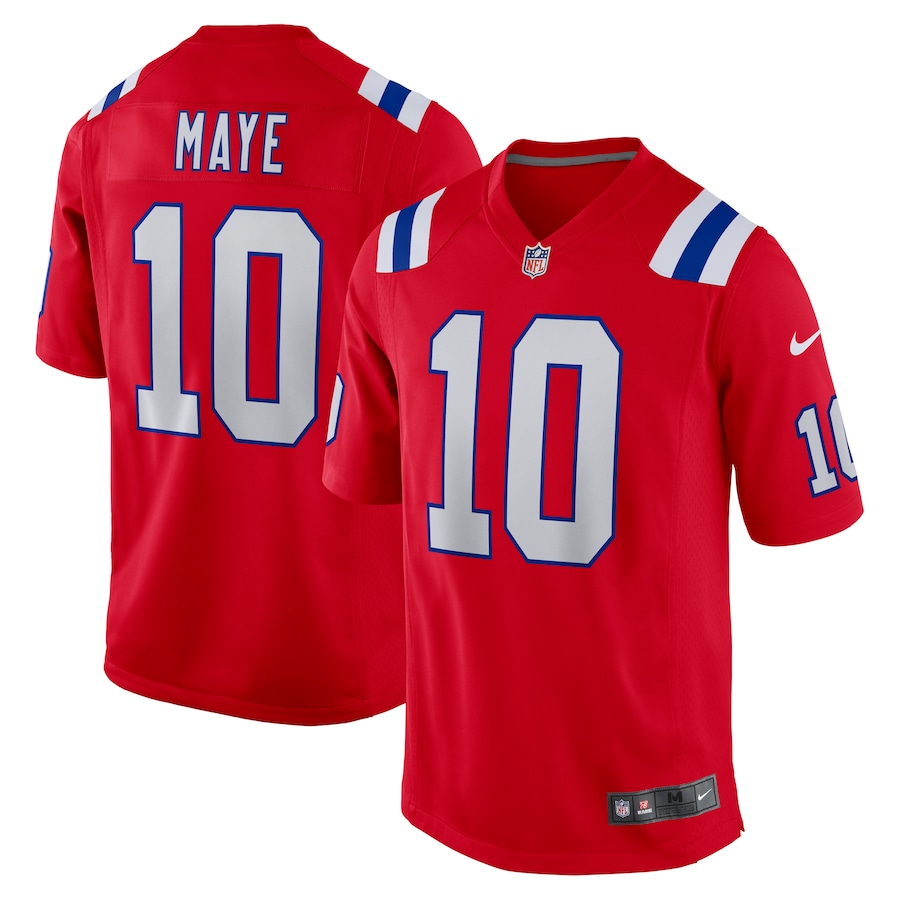 Men's New England Patriots Drake Maye Nike Red Player Game Jersey - Jersey