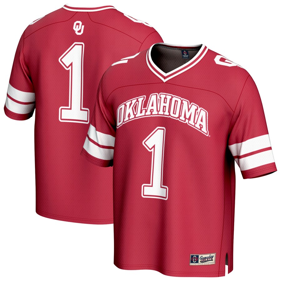 GameDay Greats #1 Crimson Oklahoma Sooners Lightweight Collegiate Football Fashion Jersey - Jersey