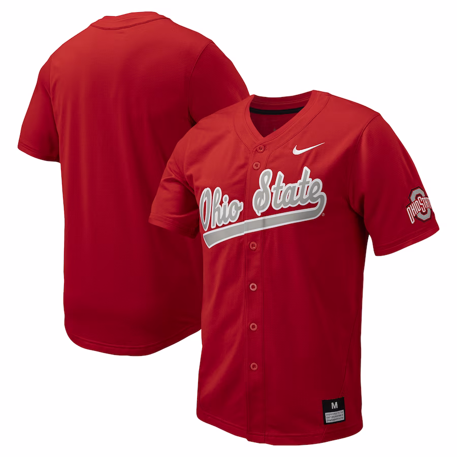 Ohio State Buckeyes Nike Replica Full-Button Baseball Jersey - Scarlet - Jersey
