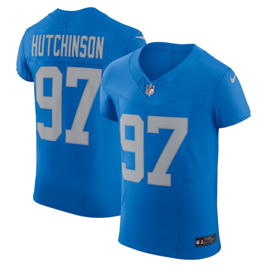 Men's Detroit Lions Aidan Hutchinson Nike Blue Alternate Vapor F.U.S.E. Elite Jersey - Jersey