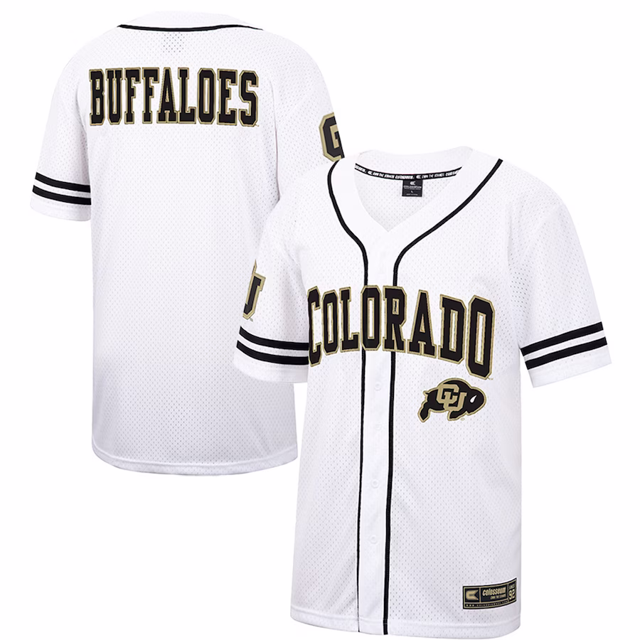 Colorado Buffaloes Colosseum Free Spirited Mesh Button-Up Baseball Jersey - White - Jersey