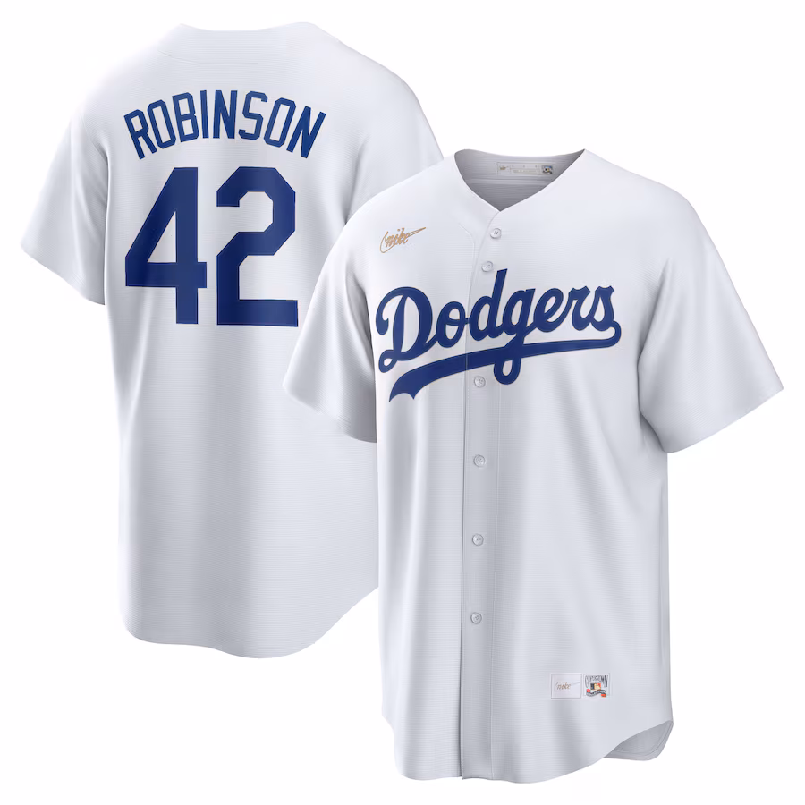 Men's Brooklyn Dodgers Jackie Robinson Nike White Home Cooperstown Collection Player Jersey - Jersey