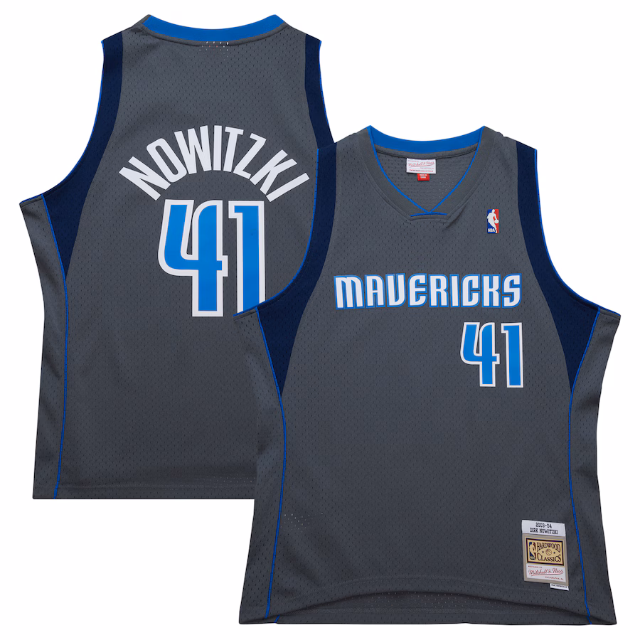 Men's Dallas Mavericks Dirk Nowitzki Mitchell & Ness Gray 2003/04 Hardwood Classics Swingman Jersey - Jersey