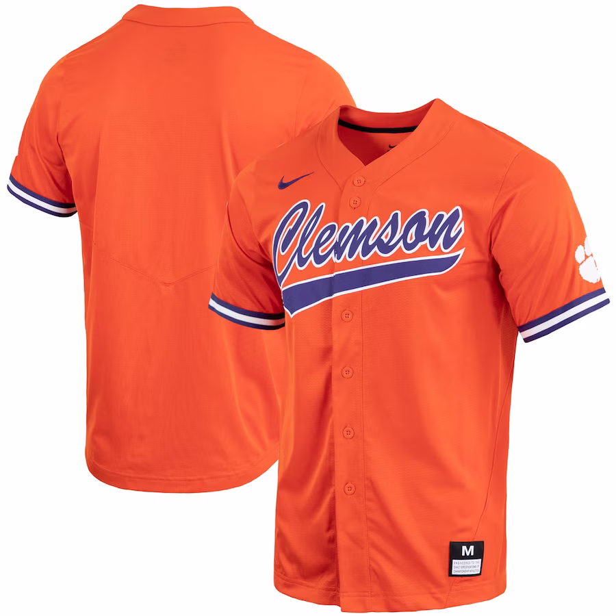 Clemson Tigers Nike Replica Full-Button Baseball Jersey - Orange - Jersey