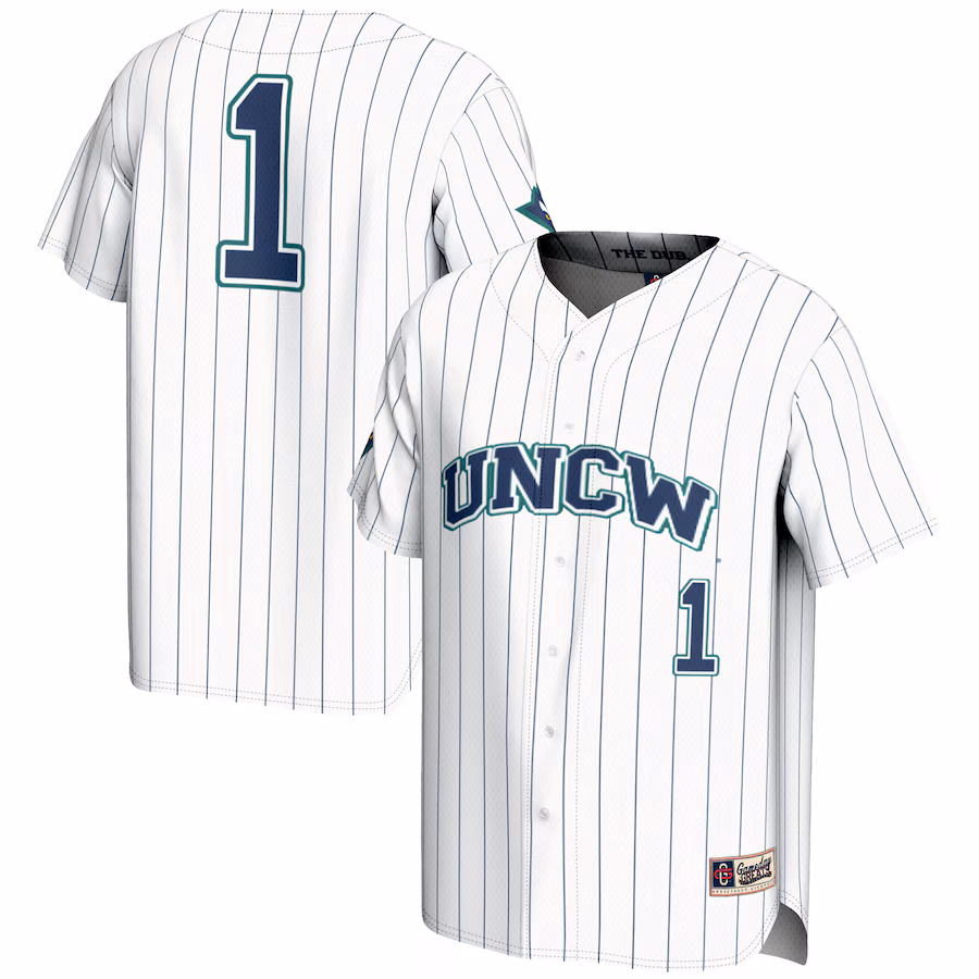 Youth GameDay Greats #1 White UNC Wilmington Seahawks Lightweight Baseball Fashion Jersey - Jersey