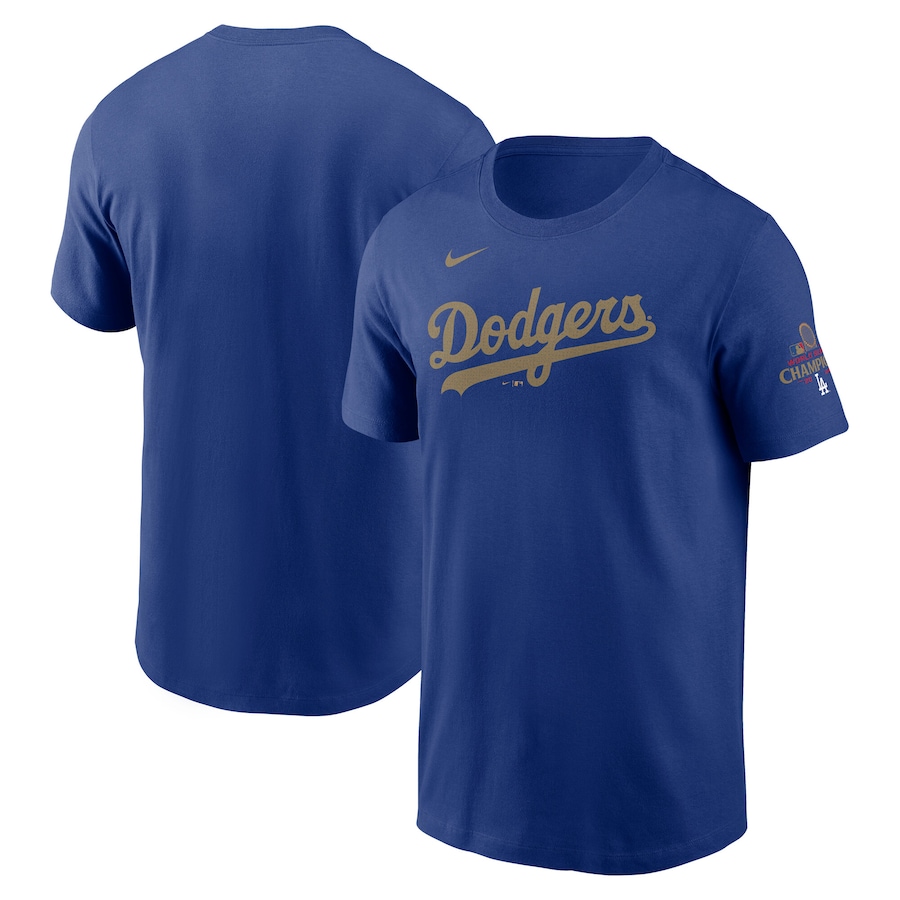 Men's Los Angeles Dodgers Nike Royal 2025 Gold Collection Wordmark T-Shirt - Jersey
