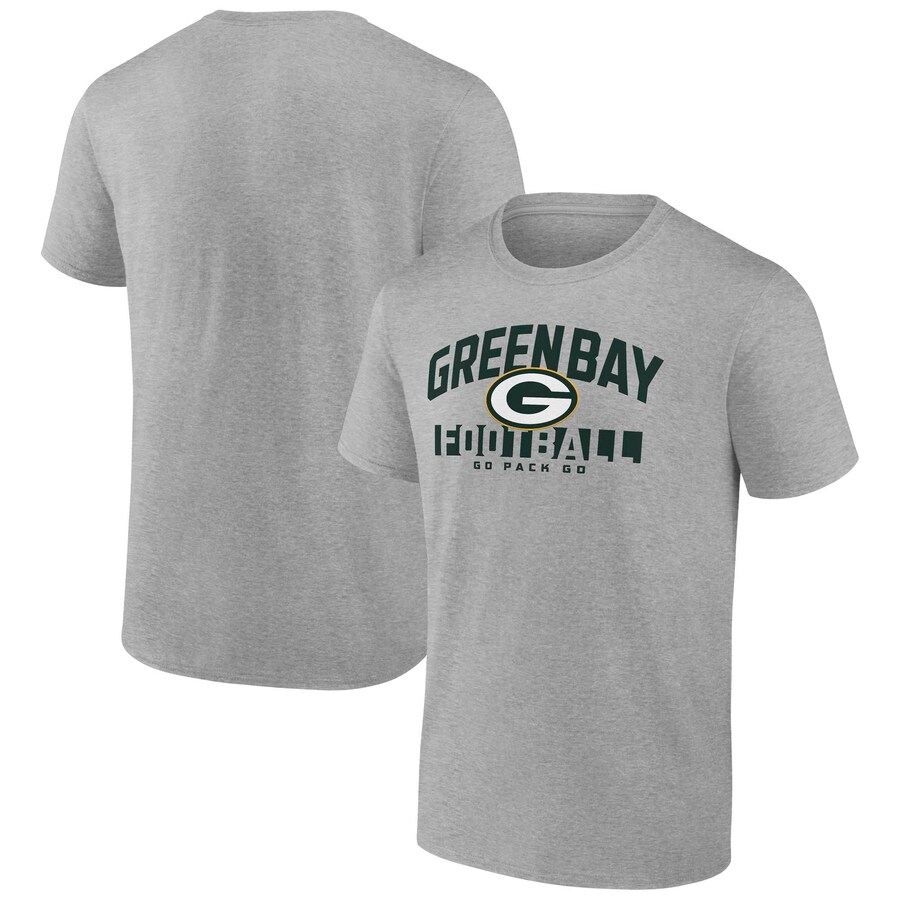 Men's Green Bay Packers Fanatics Heather Gray Screen Blocking T-Shirt - Jersey