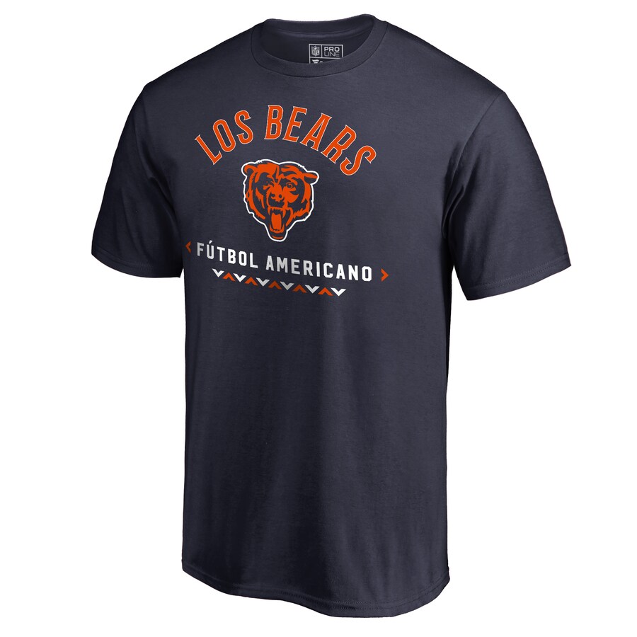 Men's Chicago Bears Navy Futbol Americano T-Shirt - Jersey