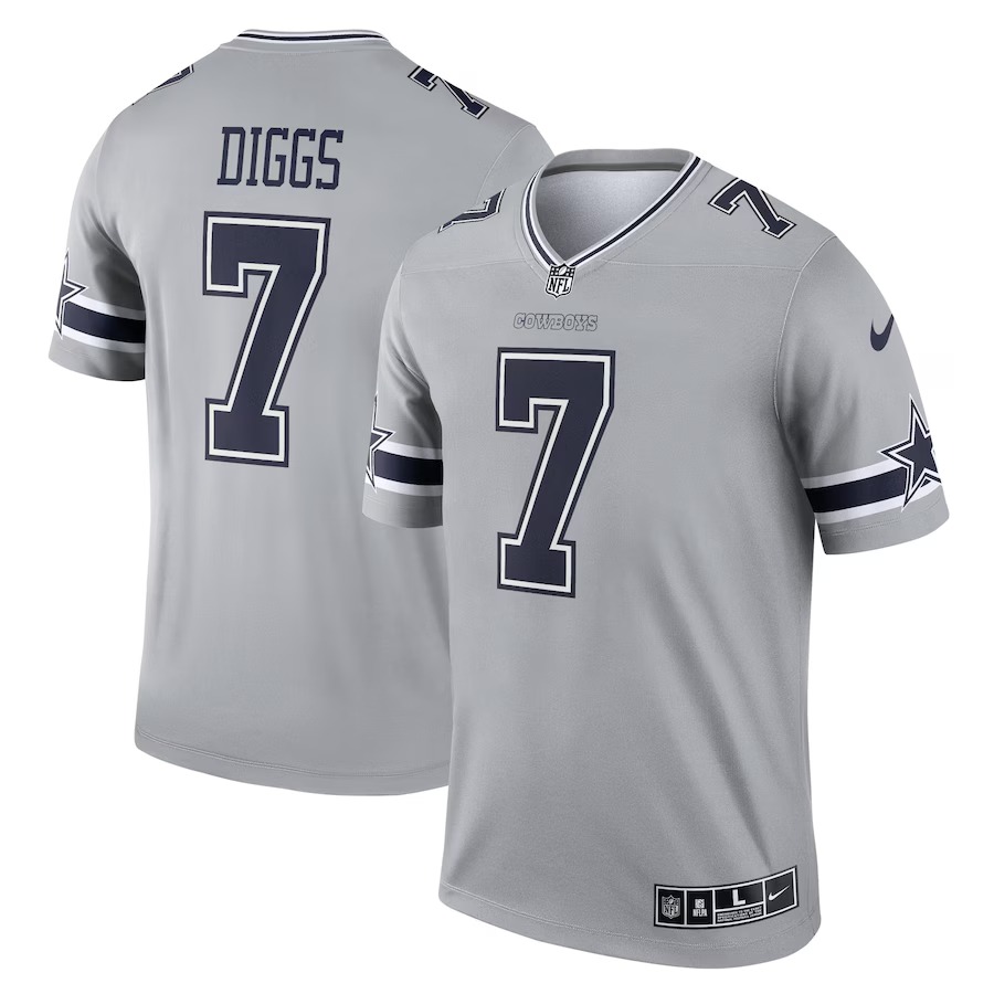 Men's Dallas Cowboys Trevon Diggs Nike Gray Inverted Legend Player Performance Top - Jersey