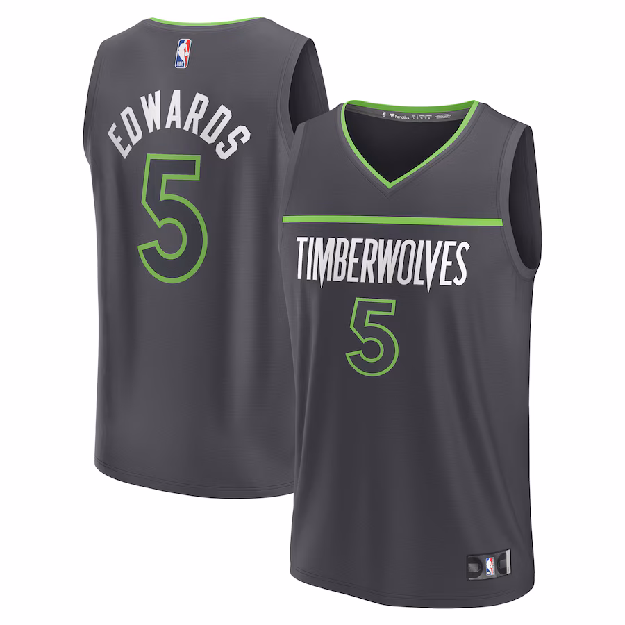 Men's Minnesota Timberwolves Anthony Edwards Fanatics Anthracite Fast Break Replica Player Jersey - Statement Edition - Jersey