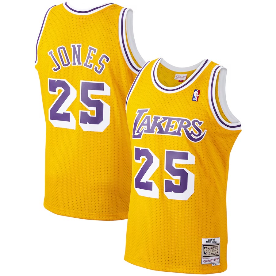 Men's Los Angeles Lakers Ed Jones Mitchell & Ness Gold 1994/95 Hardwood Classics Swingman Jersey - Jersey