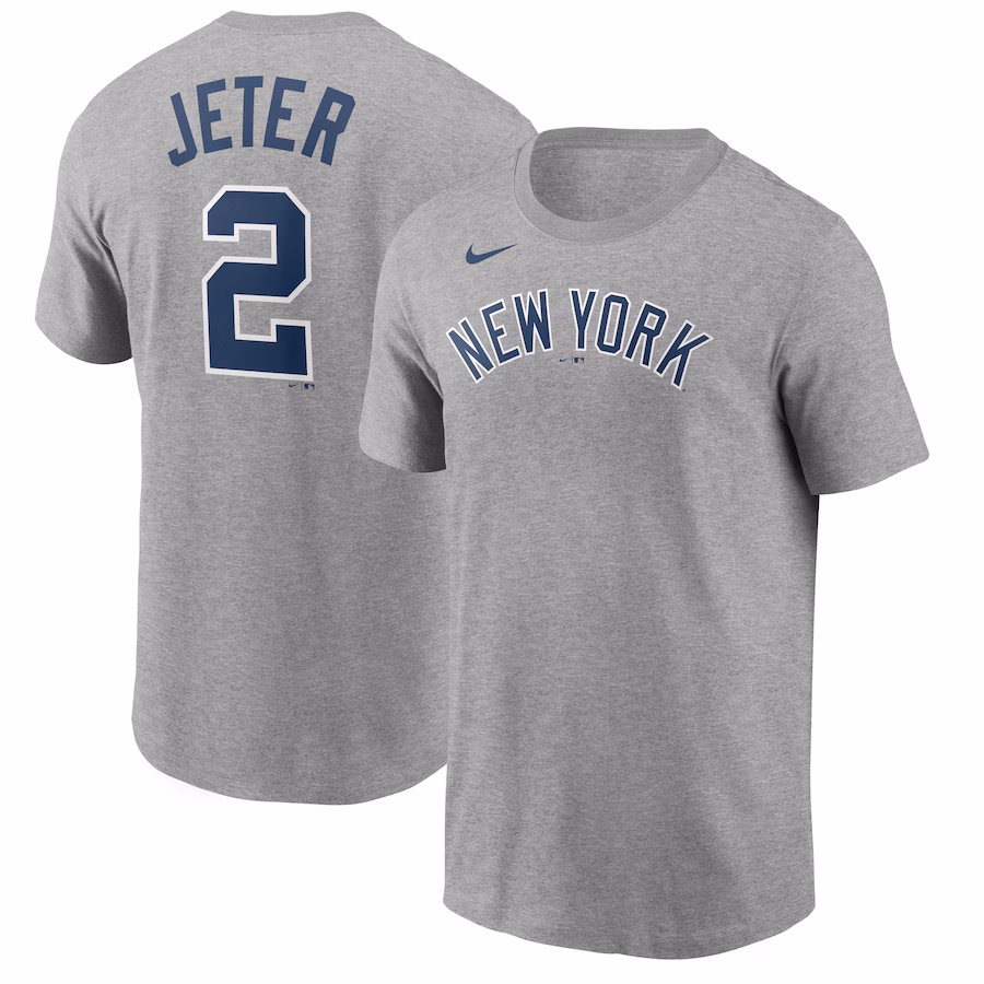 Men's New York Yankees Derek Jeter Nike Gray Name & Number T-Shirt - Jersey