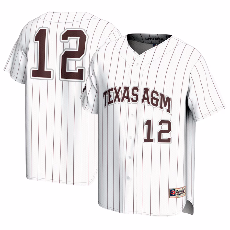 #12 Texas A&M Aggies GameDay Greats Youth Baseball Lightweight Fashion Jersey - White - Jersey
