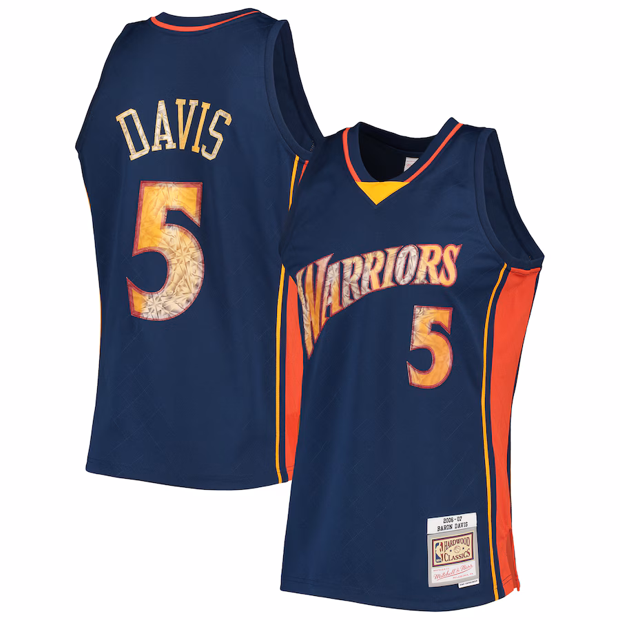 Men's Golden State Warriors Baron Davis Mitchell & Ness Royal 2006/07 Hardwood Classics NBA 75th Anniversary Diamond Swingman Jersey - Jersey