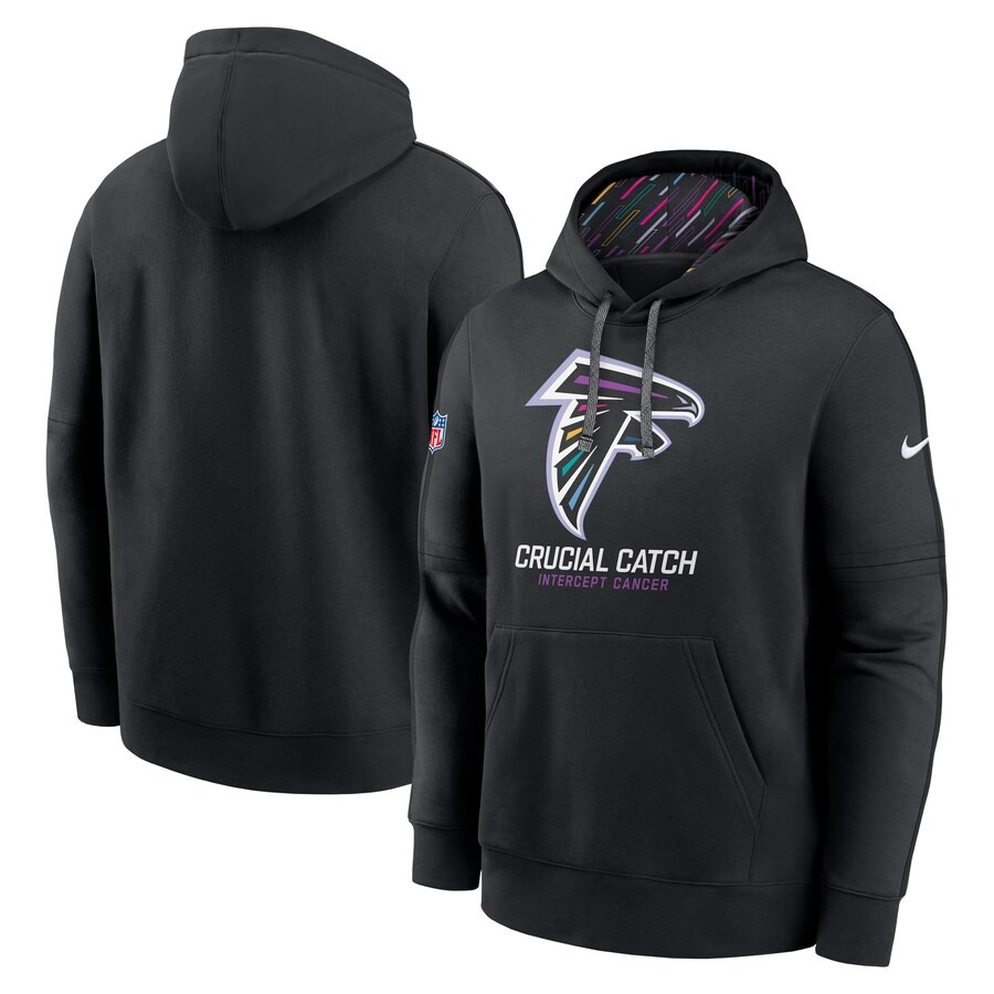 Men's Atlanta Falcons Nike Black 2024 NFL Crucial Catch Club Pullover Hoodie - Jersey