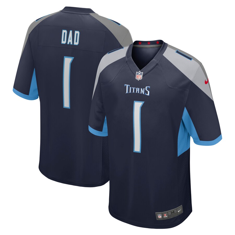 Men's Tennessee Titans Number 1 Dad Nike Navy Game Jersey - Jersey