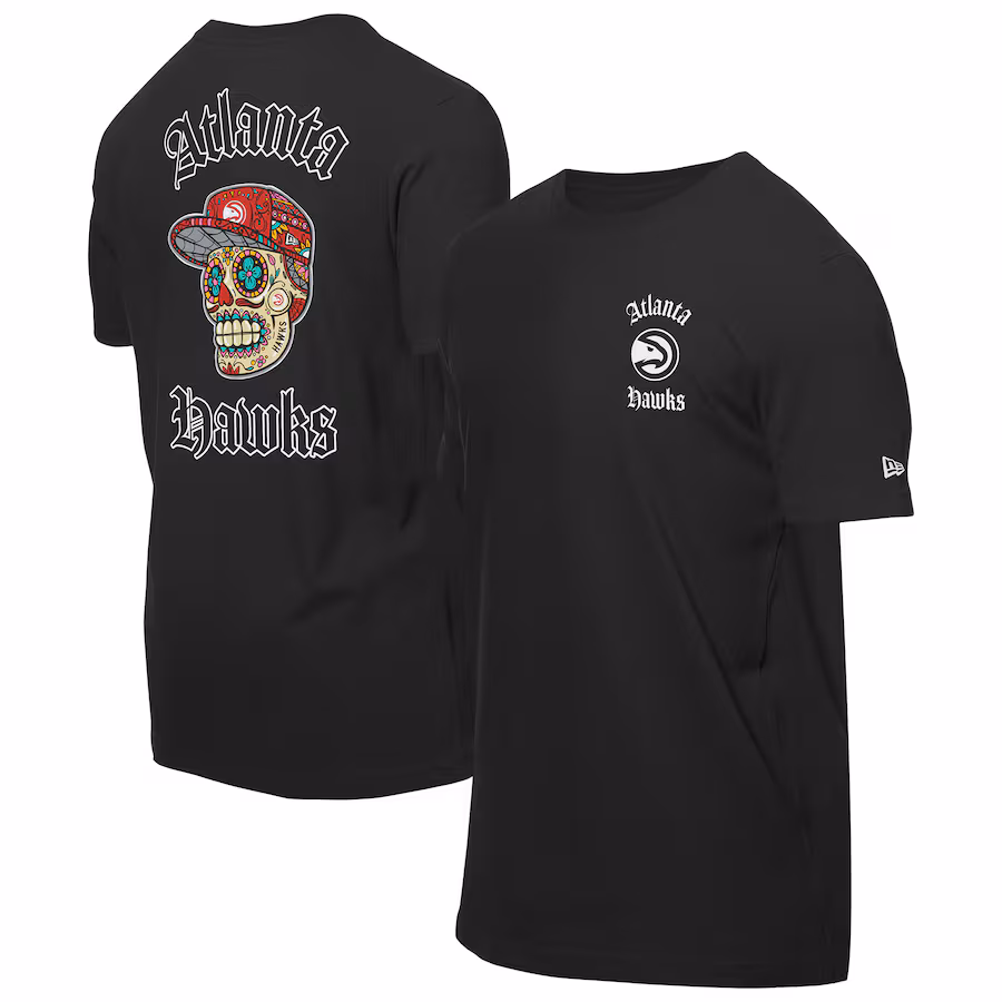 Men's Atlanta Hawks New Era Black Sugar Skulls T-Shirt - Jersey