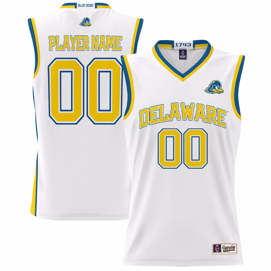 Delaware Fightin' Blue Hens GameDay Greats Youth NIL Pick-A-Player Lightweight Basketball Jersey - White - Jersey
