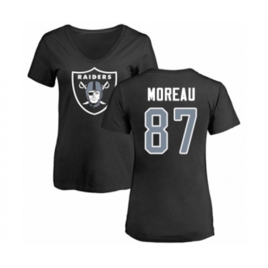 Football Women's Oakland Raiders #87 Foster Moreau Black Name & Number Logo T-Shirt - Jersey