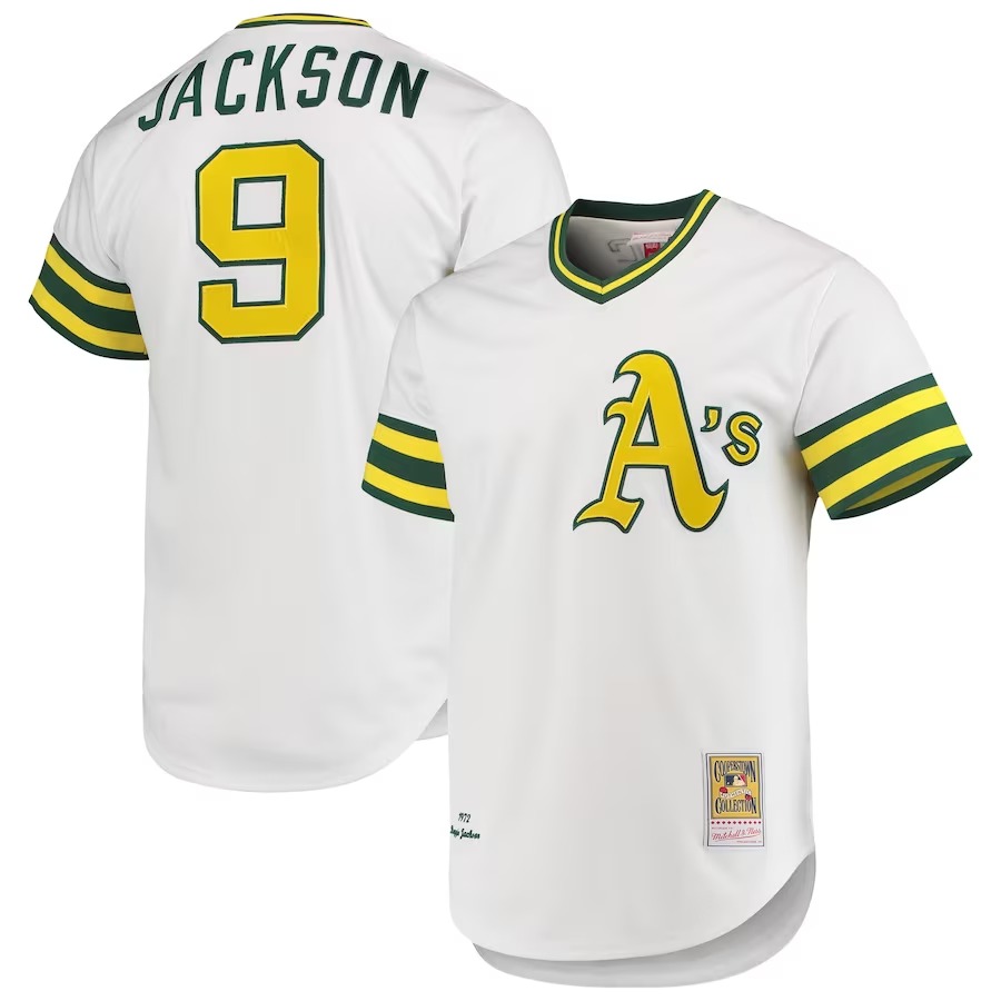 Men's Oakland Athletics Reggie Jackson Mitchell & Ness White 1972 Cooperstown Collection Authentic Jersey - Jersey