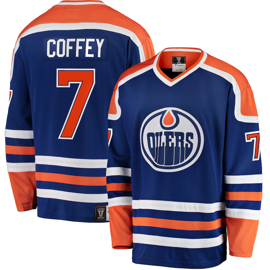 Men's Edmonton Oilers Paul Coffey Fanatics Blue Premier Breakaway Retired Player Jersey - Jersey