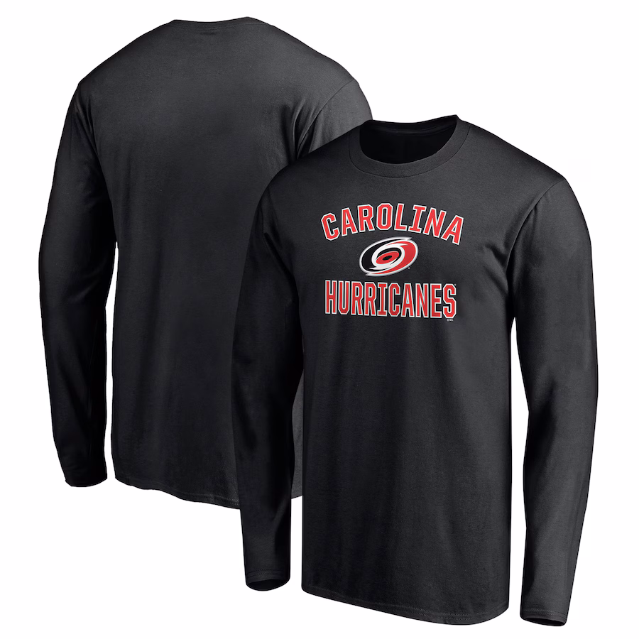 Men's Carolina Hurricanes Black Victory Arch Long Sleeve T-Shirt - Jersey