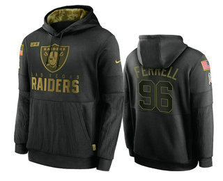 Men's Las Vegas Raiders #96 Clelin Ferrell Black 2020 Salute To Service Sideline Performance Pullover Hoodie - Jersey