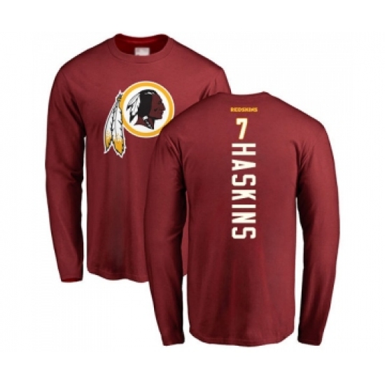 Football Washington Redskins #7 Dwayne Haskins Maroon Backer Long Sleeve T-Shirt - Jersey