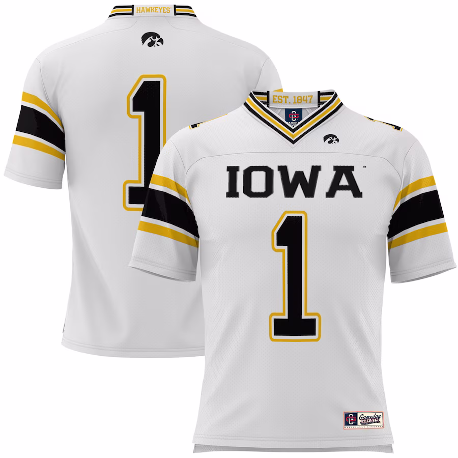 #1 Iowa Hawkeyes GameDay Greats Football Jersey - White - Jersey