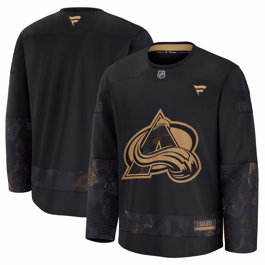 Men's Colorado Avalanche Fanatics Black 2024 Military Appreciation Practice Jersey - Jersey