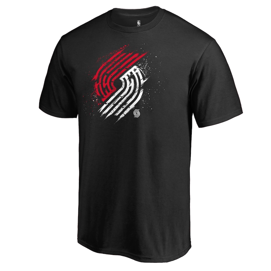 Men's Portland Trail Blazers Black Splatter Logo T-Shirt - Jersey