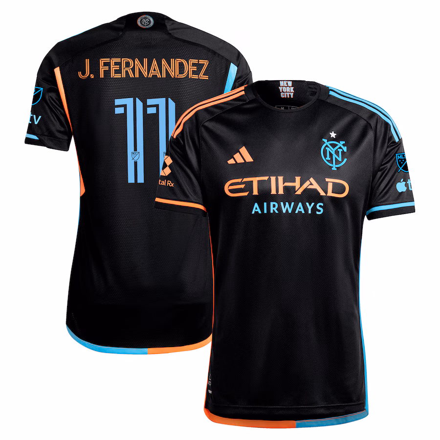 Men's New York City FC Julian Fernandez adidas Black 2024 24/7 Kit Authentic Player Jersey - Jersey