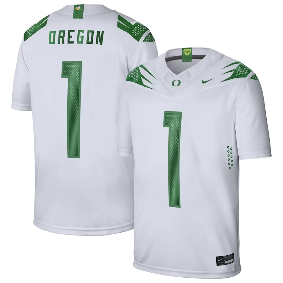 #1 Oregon Ducks Nike Game Jersey - White - Jersey