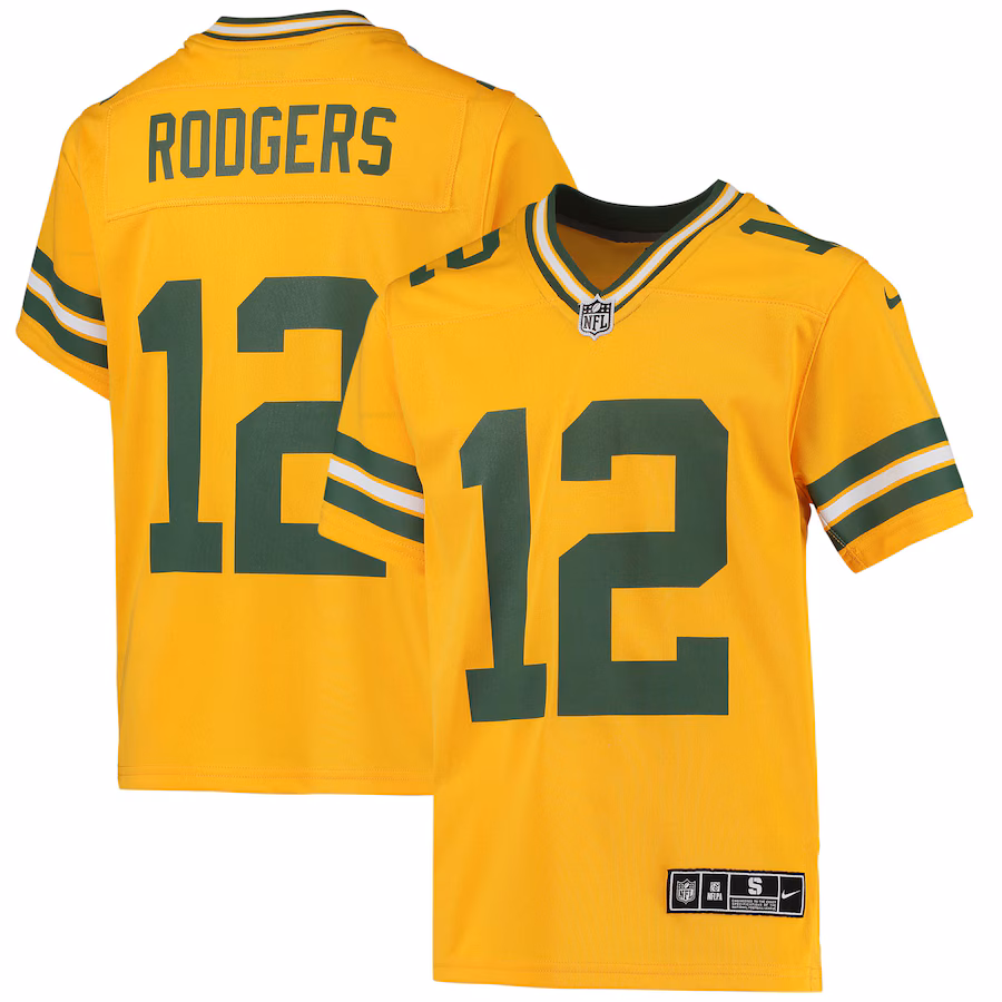 Youth Green Bay Packers Aaron Rodgers Nike Gold Inverted Team Game Jersey - Jersey