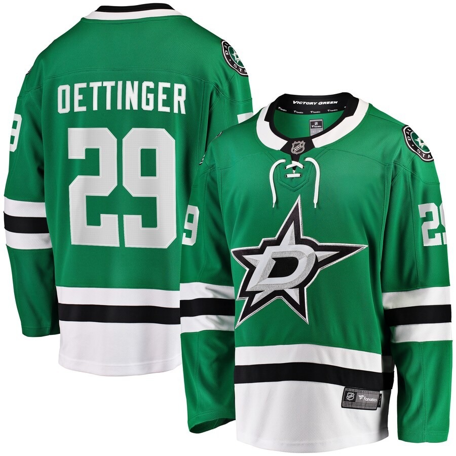 Men's Dallas Stars Jake Oettinger Fanatics Branded Kelly Green Home Breakaway Player Jersey - Jersey